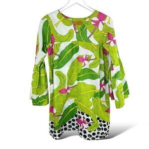 Sana Safinaz Lightweight Cotton Colorful Tropical‎ Pattern Tunic Kurti Sz XS